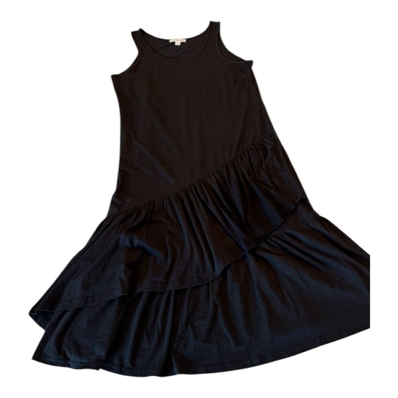 Beachlunchlounge Black Knit Pullover Midi Dress with Asymmetrical Tiered Hem - Picture 11 of 11